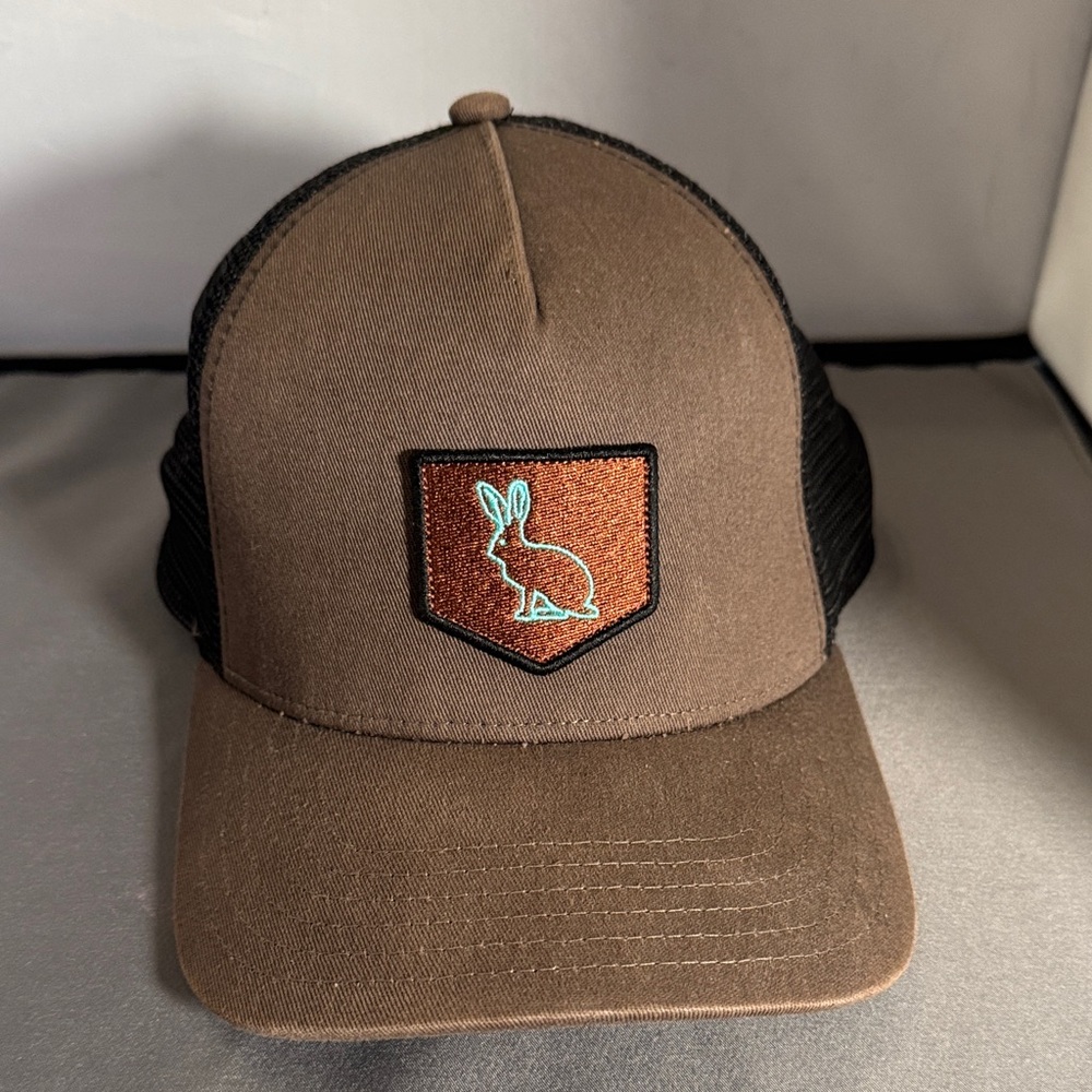 Pistil Tan and Black Trucker Hat with Rabbit Emblem‎